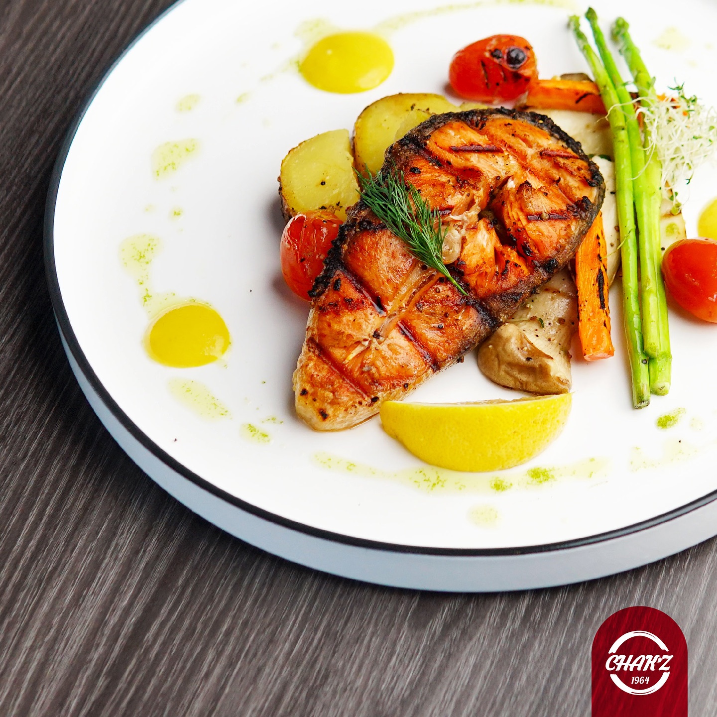 Grilled salmon served at Chak’z 1964
