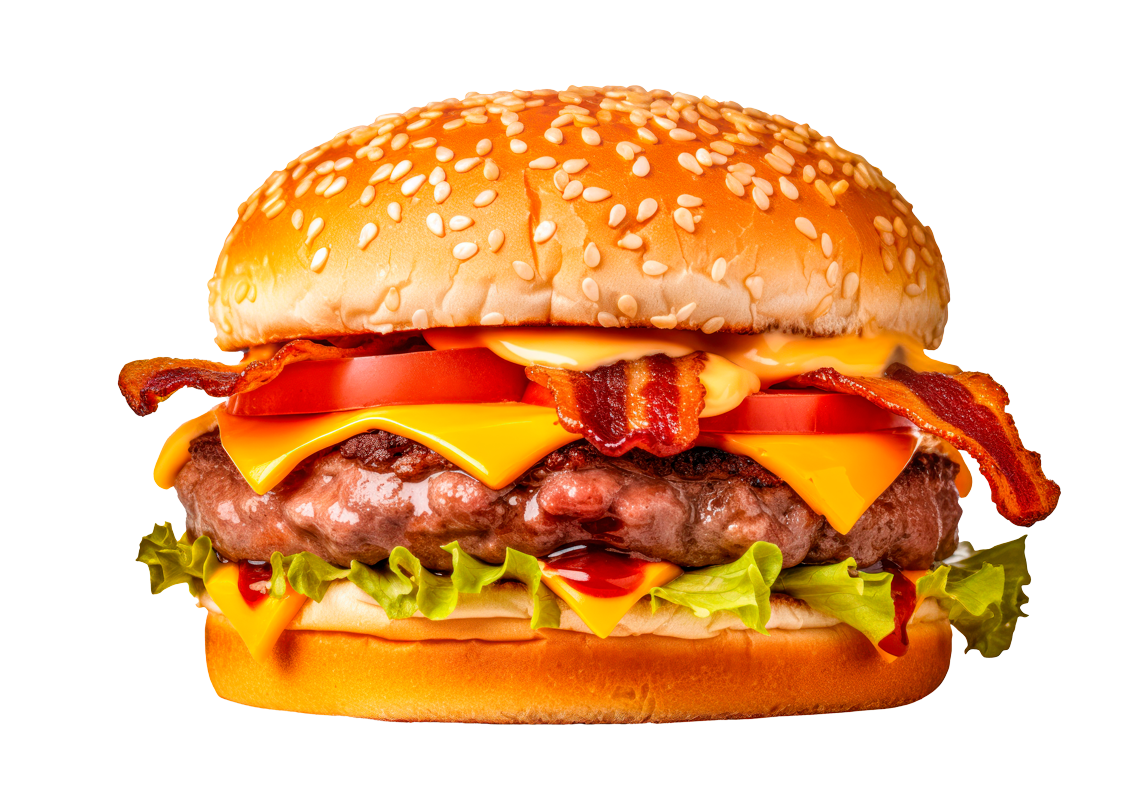 A stacked Crusty Flame brisket burger